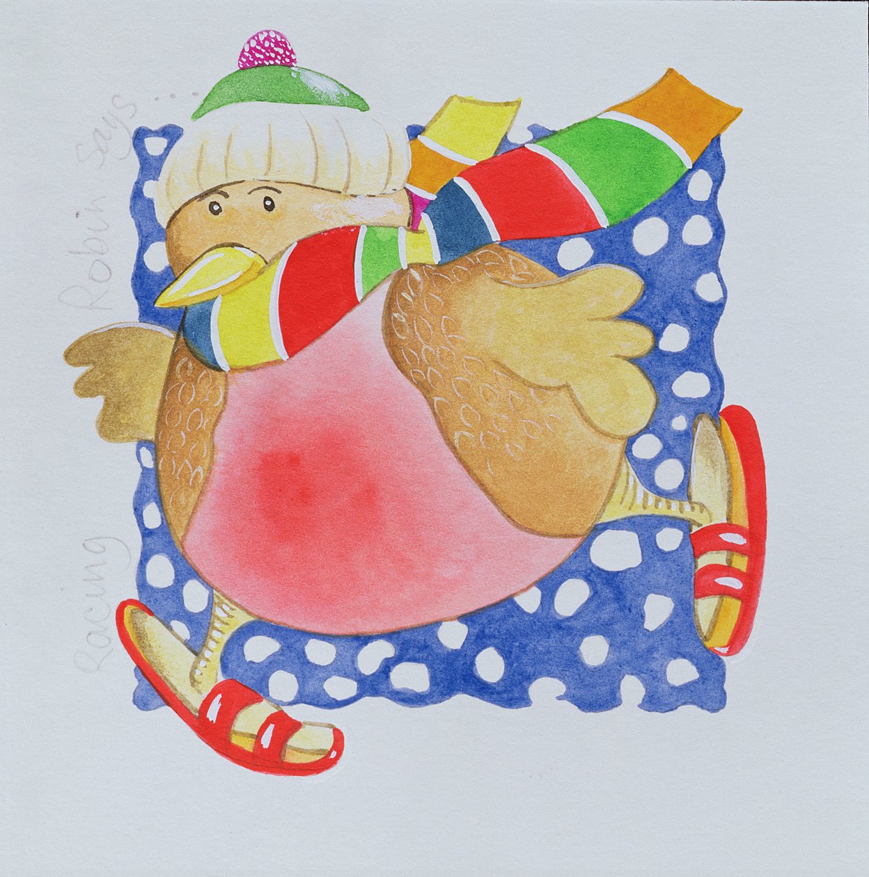 Snow Robin, 2005 (wc på papir) af Tony Todd