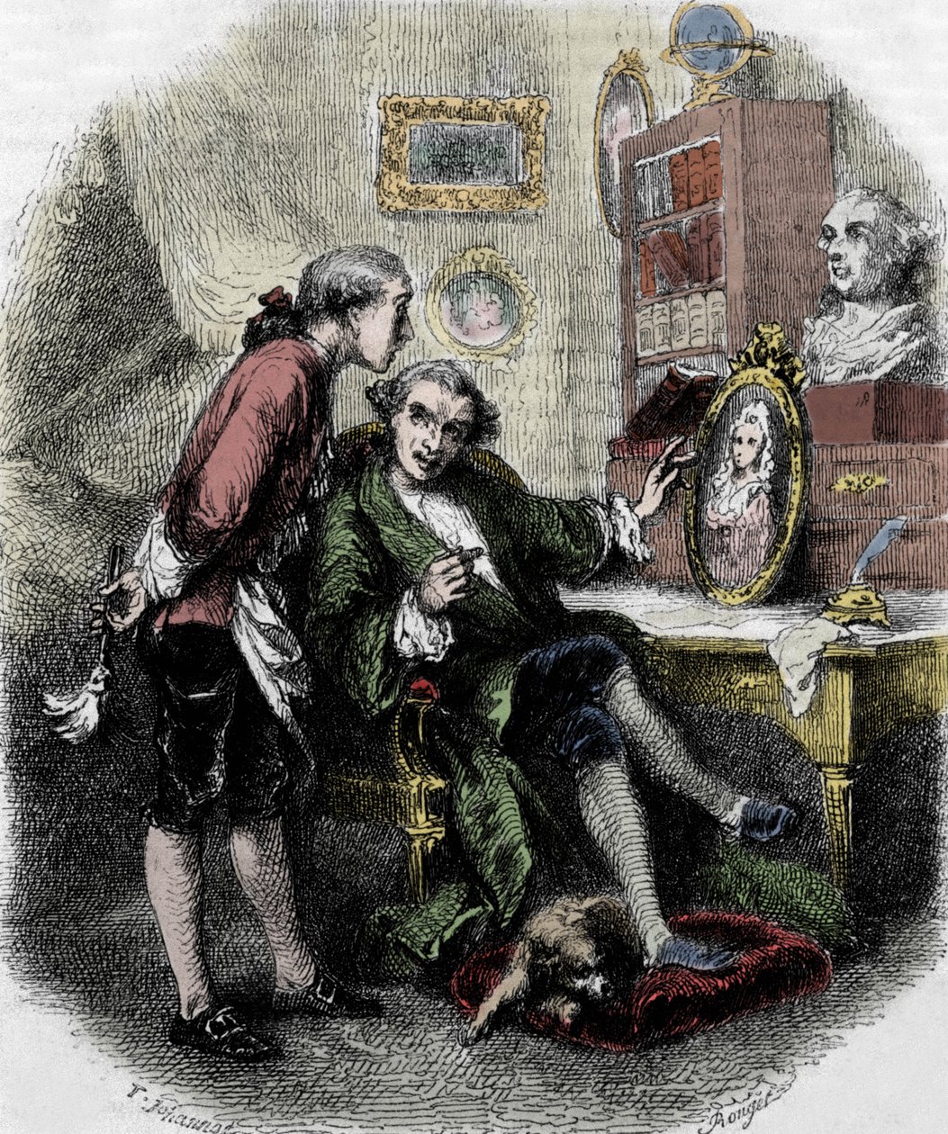 Illustration af "" Rejse rundt i mit værelse"" (1794) af Xavier de Maistre. Illustration af Tony Johannot af Tony Johannot