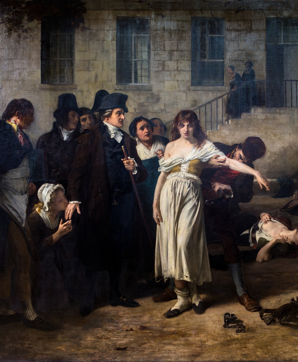 Doktor Pinel befriede de sindssyge på Salpêtrière i 1795 af Tony Robert Fleury