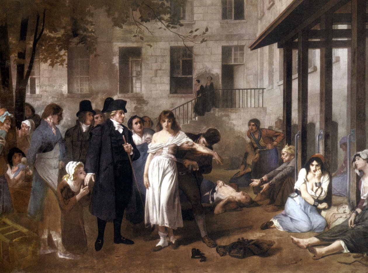 Doktor Philippe PINEL (1745 - 1826) befrier de sindssyge fra deres lænker af Tony Norbert Fleury af Tony Robert Fleury