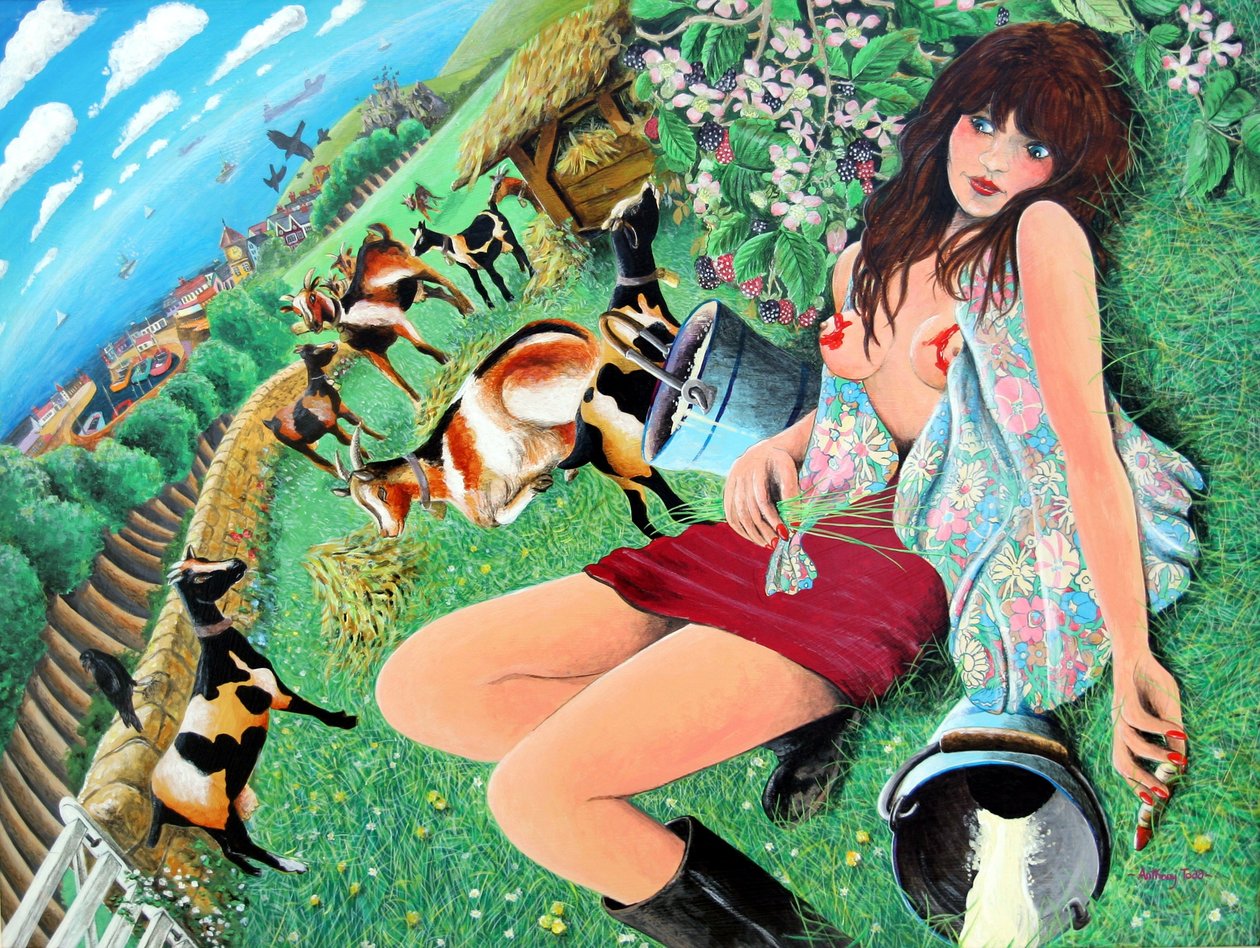 Mae Rose-Cottage dagdrømmer sine erotiske fantasier, 2005 (akryl på panel) af Tony Todd