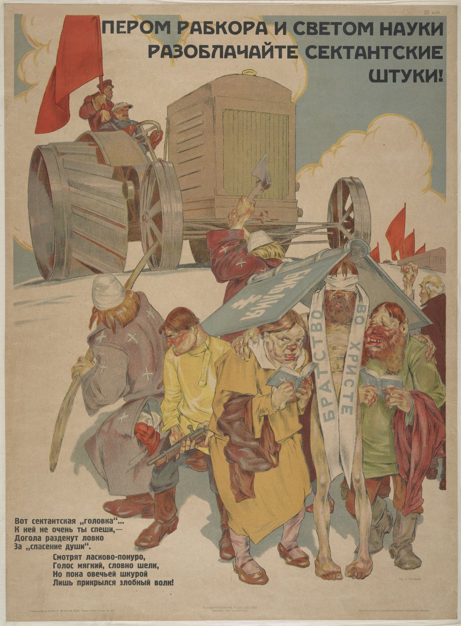 Med pennen og videnskabens lys afslører sekternes rænkespil, 1929. af Topikov