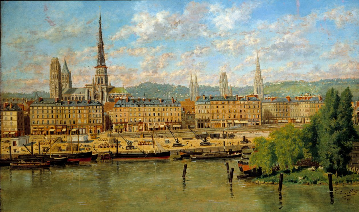 Le port de Rouen Maleri af Torello Ancillotti (1843-1899) 1878 søn. 0,36x0,62 m Rouen, musee des Beaux Arts - Port of Rouen. Maleri af Torello Ancillotti (1843-1899) af Torello Ancillotti