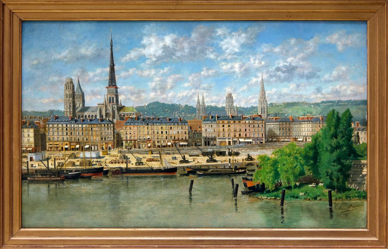 Rouen havn (olie på lærred) af Torello Ancillotti