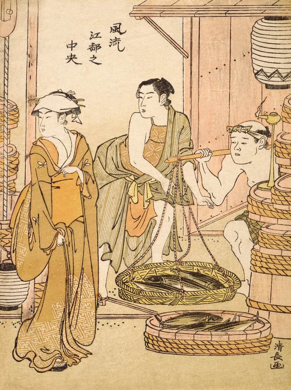 Fiskehandler, pub.c1780 af Torii Kiyonaga