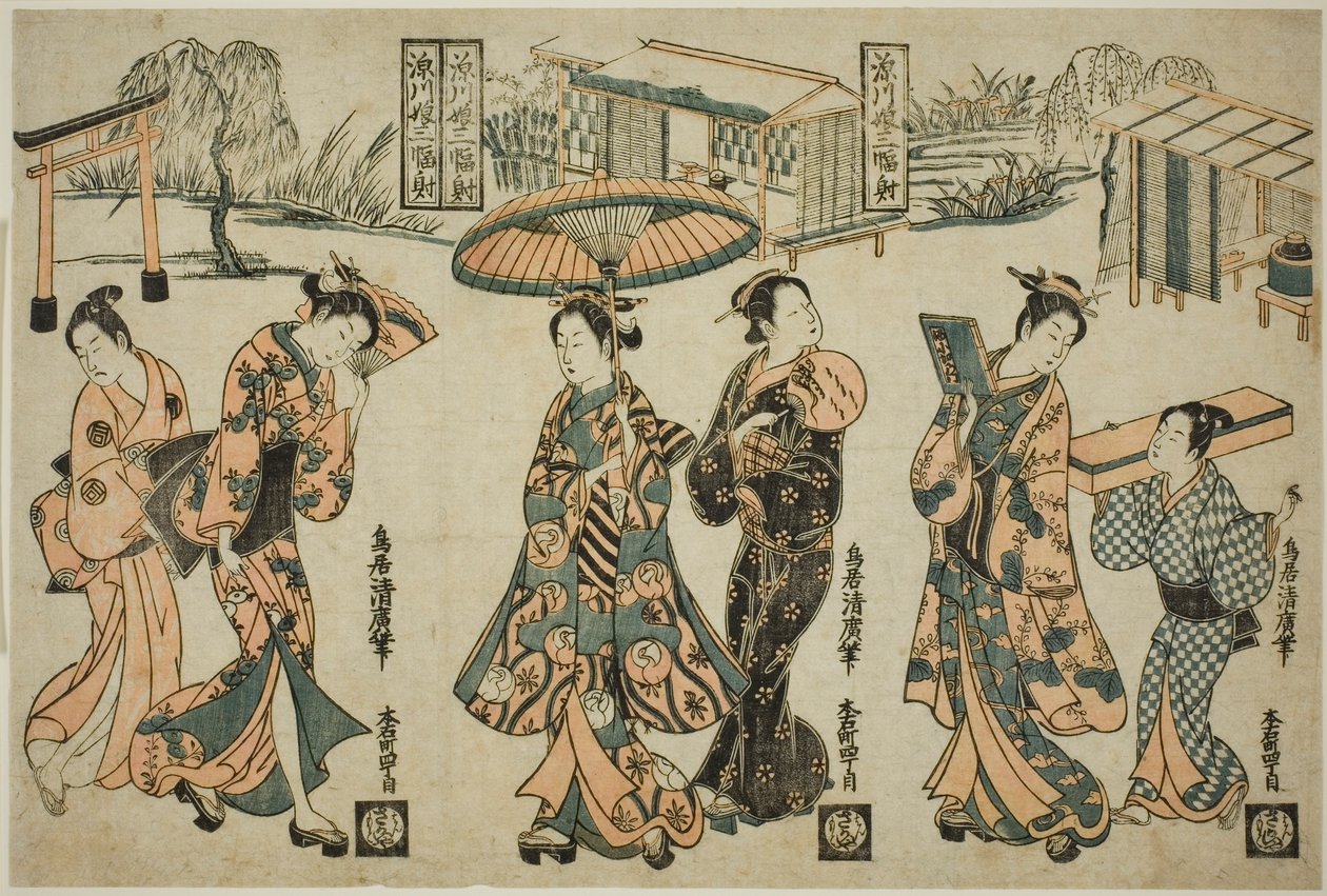 Girls of Fukagawa-a Tri ptykon af Torii Kiyohiro