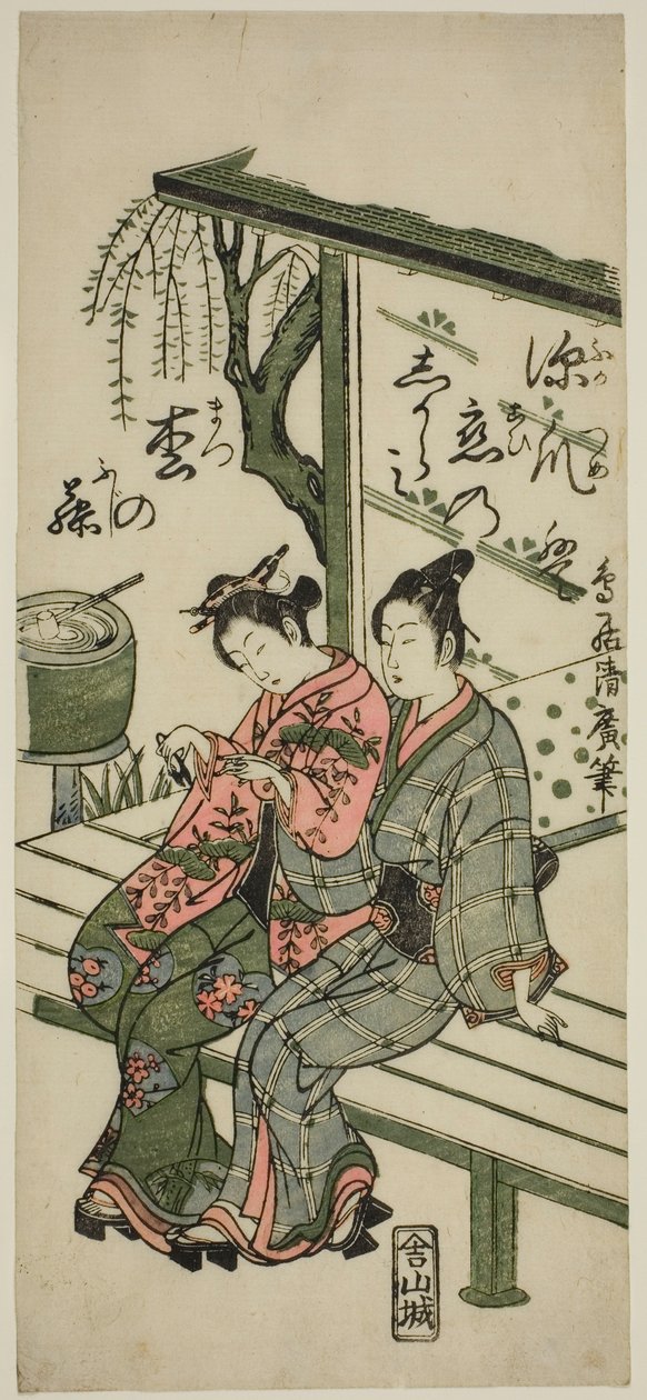 Elskere på en veranda af Torii Kiyohiro