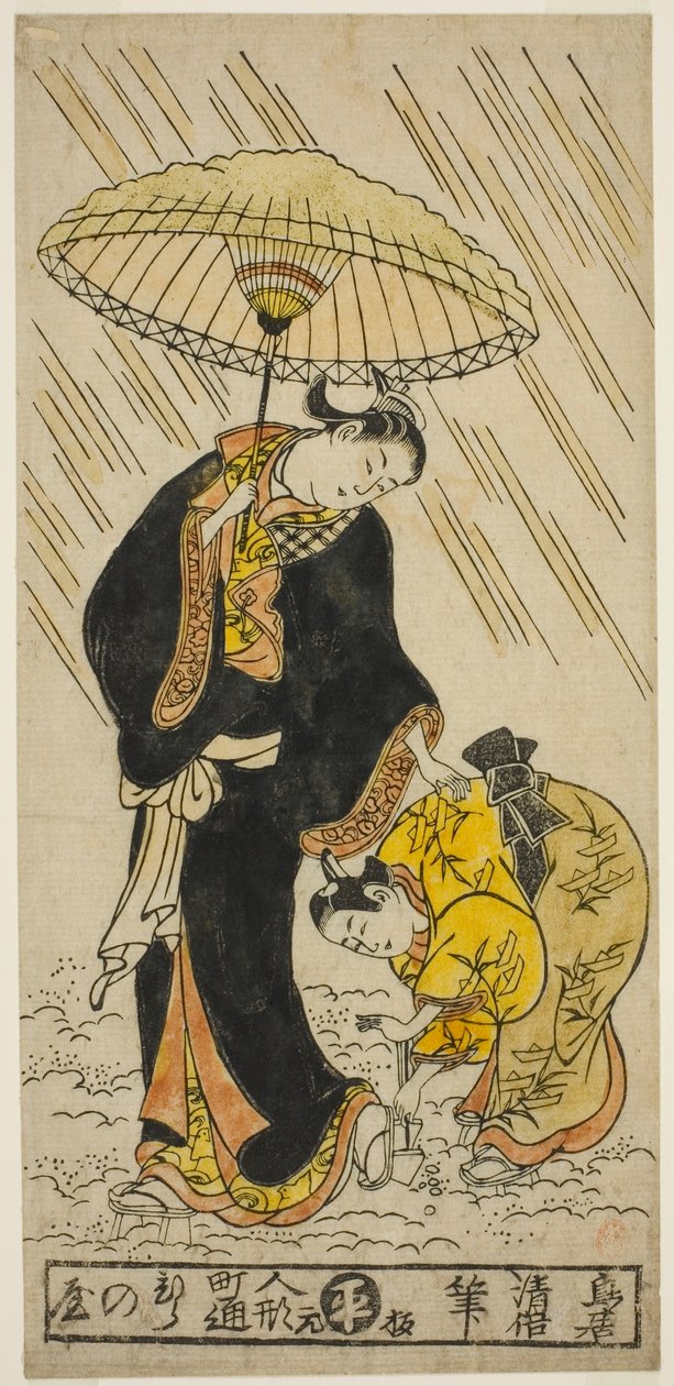 Banker sneen fra et par træsko af Torii Kiyomasu II