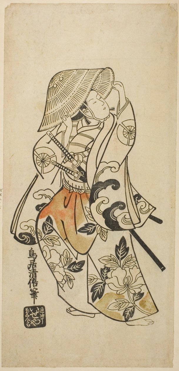 Skuespilleren Tamazawa Saijiro i en uidentificeret rolle af Torii Kiyomasu II