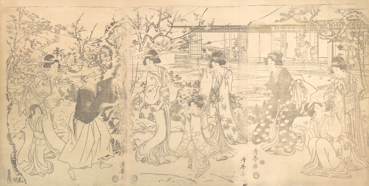 Scene fra Chushingura Vendetta af de 47 loyale forhandlere, ca. 1820. af Torii Kiyomine