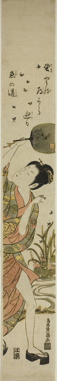 Jagten på ildfluer af Torii Kiyomitsu I
