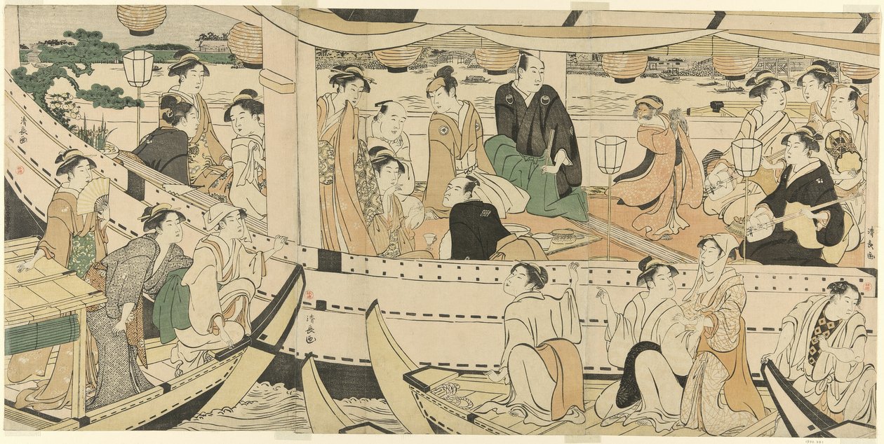 Skuespillernes bådfest på Sumida-floden af Torii Kiyonaga