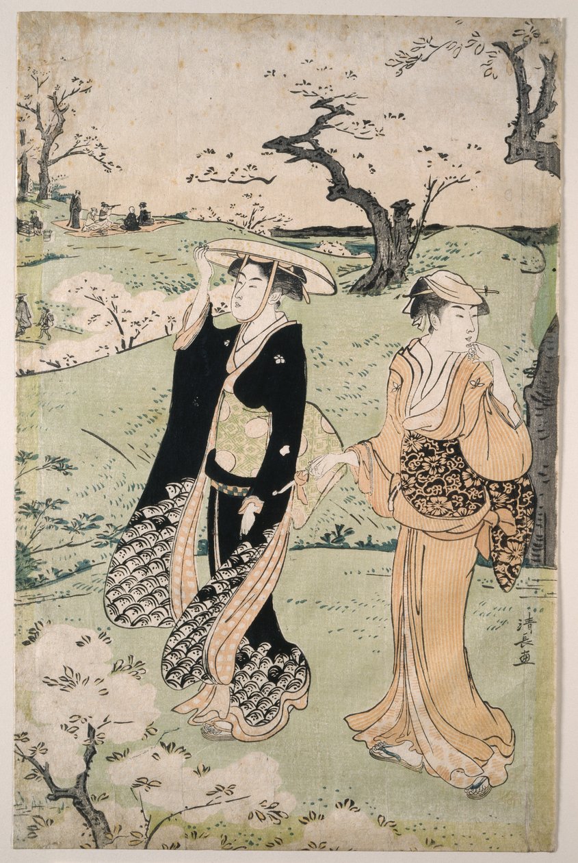 Kirsebærblomster ved Asuka-bjerget af Torii Kiyonaga