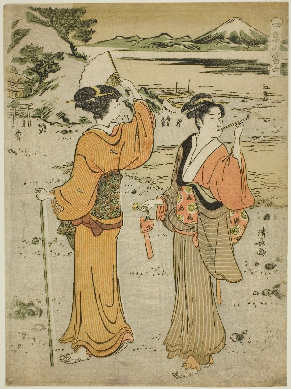 Enoshima, fra serien "Mount Fuji i de fire årstider (Shiki no Fuji)" af Torii Kiyonaga