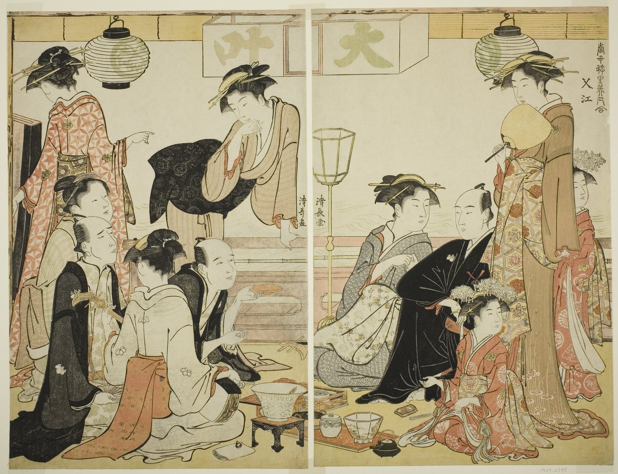 Entertainers of Nakazu, fra serien A Collection of Contemporary Beauties of the Pleasure Quarters af Torii Kiyonaga
