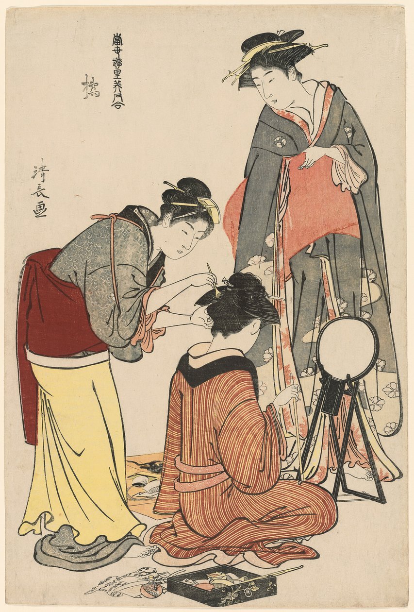Entertainere fra Tachibana, fra serien "A Collection of Contemporary Beauties of the Pleasure Quarters (Tosei yuri bijin awase)" af Torii Kiyonaga