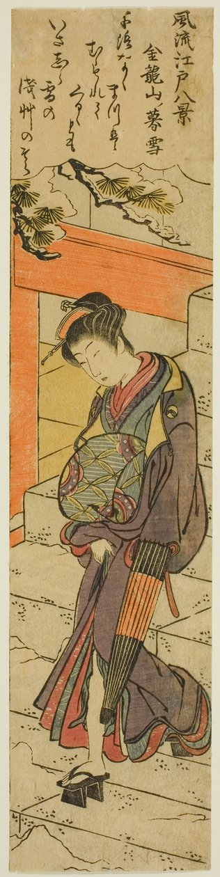 Aftensne ved Kinryuzan-templet (Kinryuzan no bosetsu), fra serien "Eight Fashionable Views of Edo (Furyu Edo hakkei)" af Torii Kiyonaga