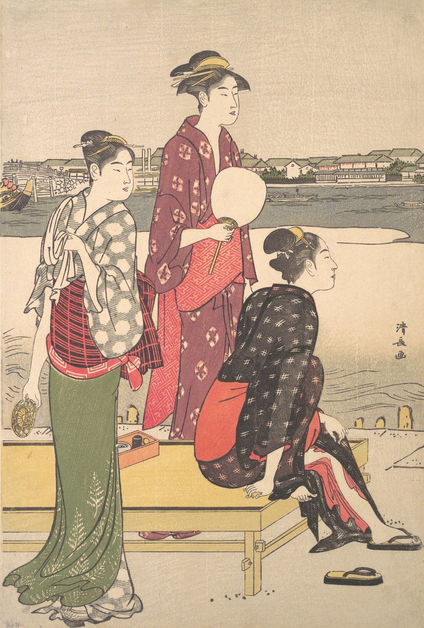 Aften på bredden af Sumida-floden. af Torii Kiyonaga