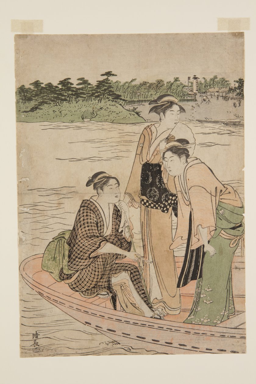 Færge til Rokug? River (træblok i farver) af Torii Kiyonaga
