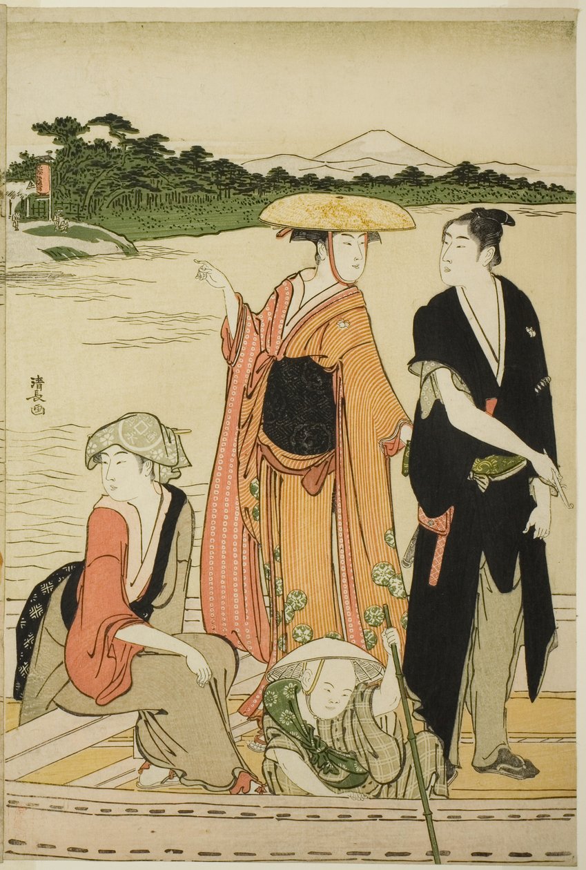 Færge på Rokugo-floden af Torii Kiyonaga