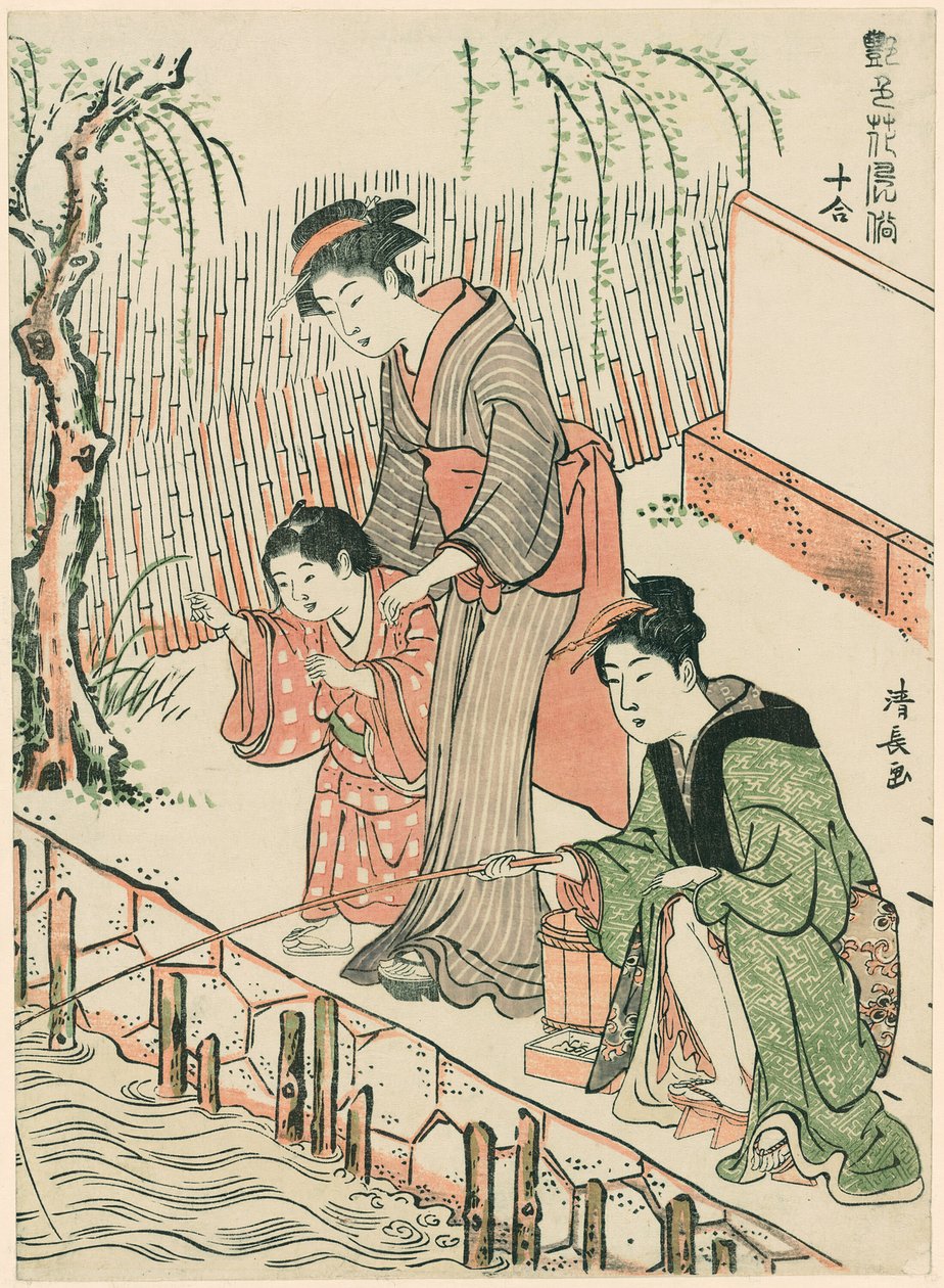 Fiskeri, fra serien "A Set of Ten Beautys in Flowerlike Styles (Enshoku hana fuzoku ju awase)" af Torii Kiyonaga