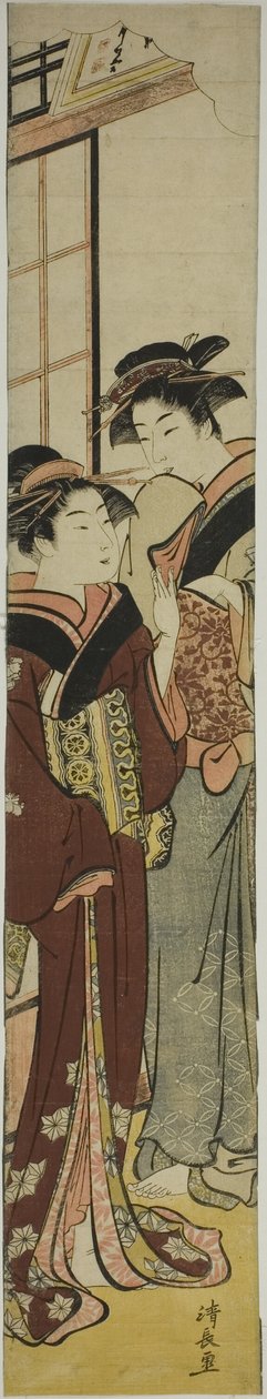 Geisha taler med sin tjenestepige af Torii Kiyonaga