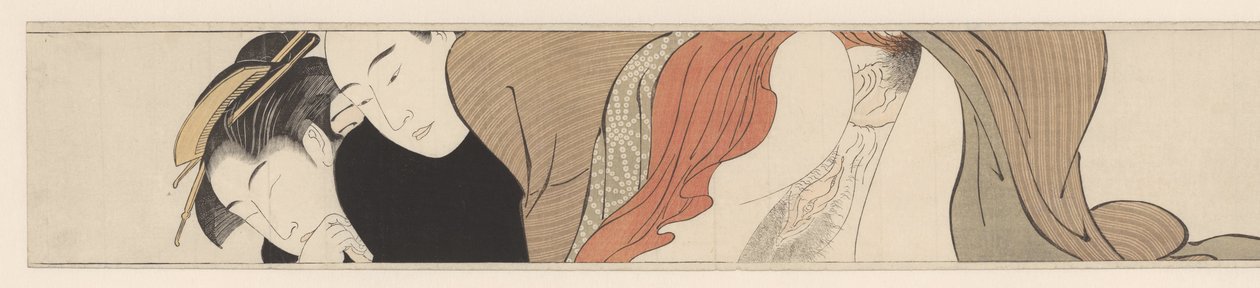 Geisha med lukkede øjne. Sode no maki (serietitel) af Torii Kiyonaga