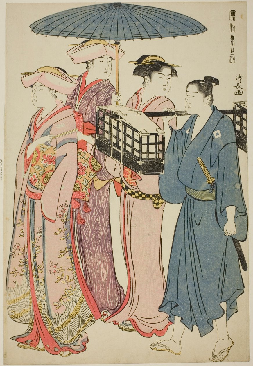 Going to a Picnic fra serien "A Brocade of Eastern Manners (Fuzoku Azuma no nishiki)" af Torii Kiyonaga