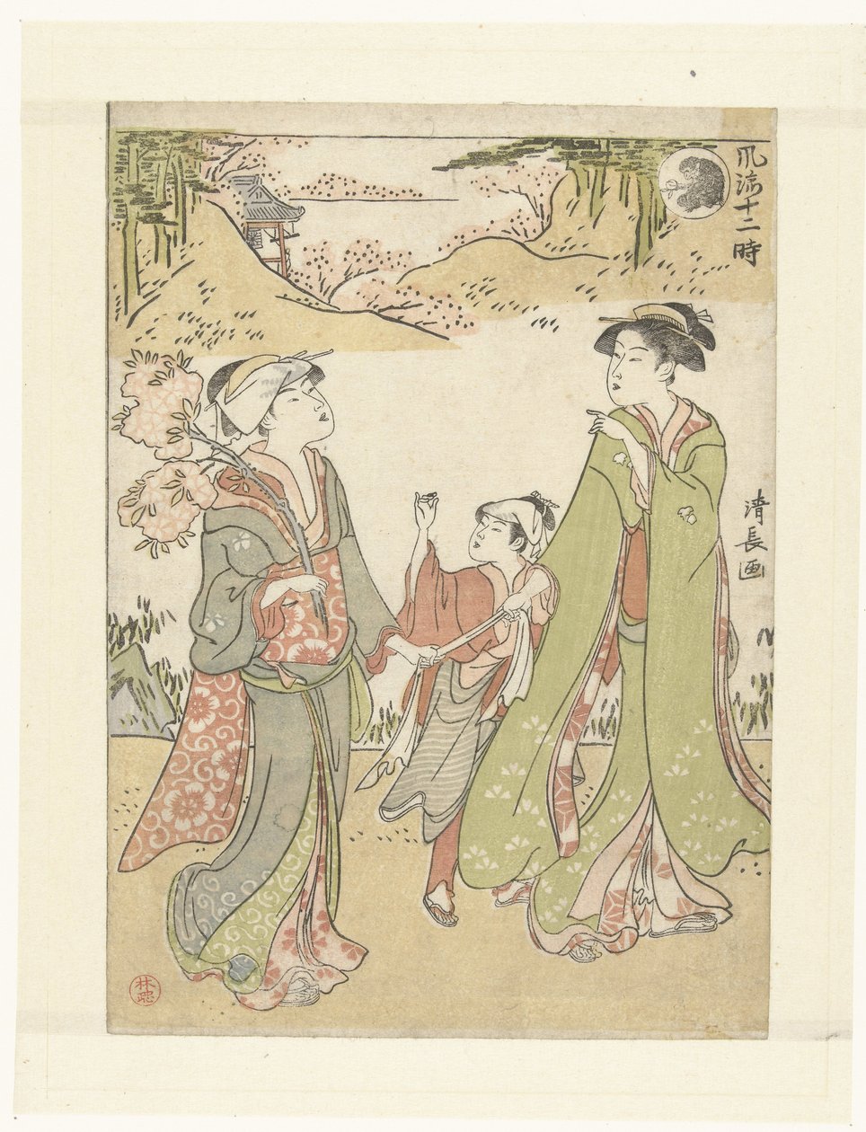Abens time Elegante repræsentationer af de tolv timer (serietitel) Furyu junitoki (serietitel på objekt) af Torii Kiyonaga