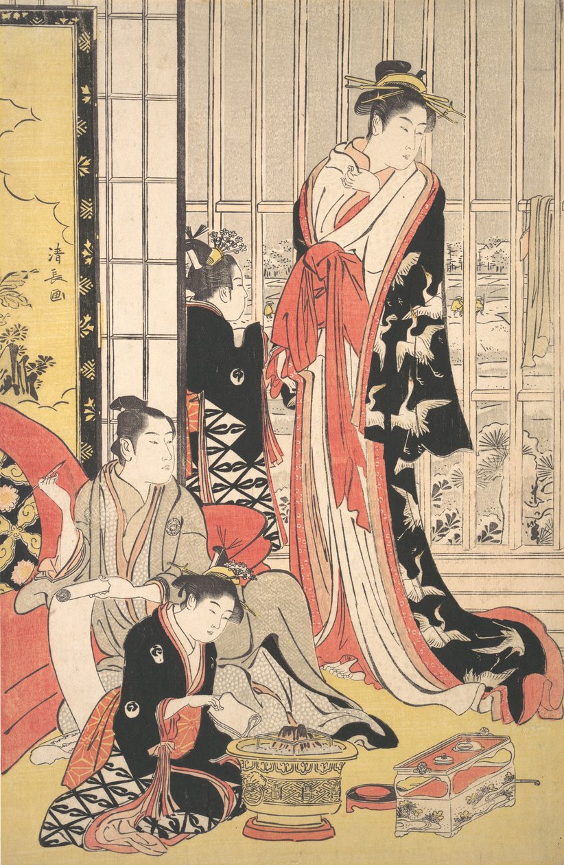 Interiørscene, ca. 1788. af Torii Kiyonaga