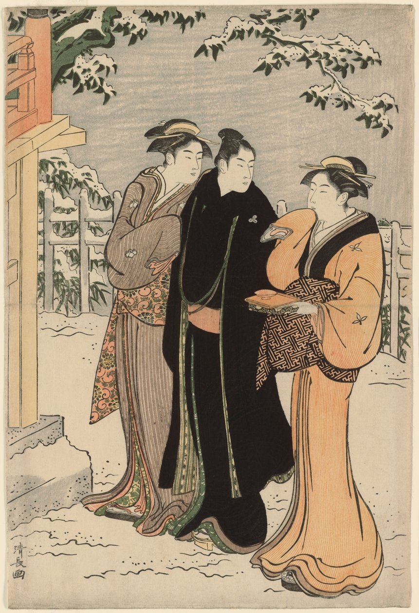 Matsuchi Hill efter snefald af Torii Kiyonaga