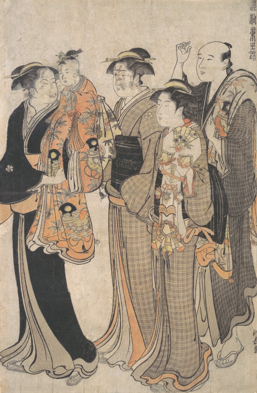 Mor bærer sin babypige til Miya Mairi, ca. 1784. af Torii Kiyonaga