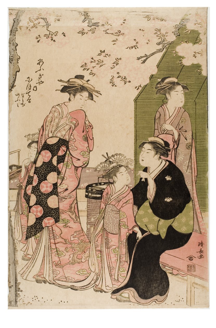 Nioteru fra Ogiya-bordellet fra serien Courtesans Viewing Cherry Blossoms af Torii Kiyonaga
