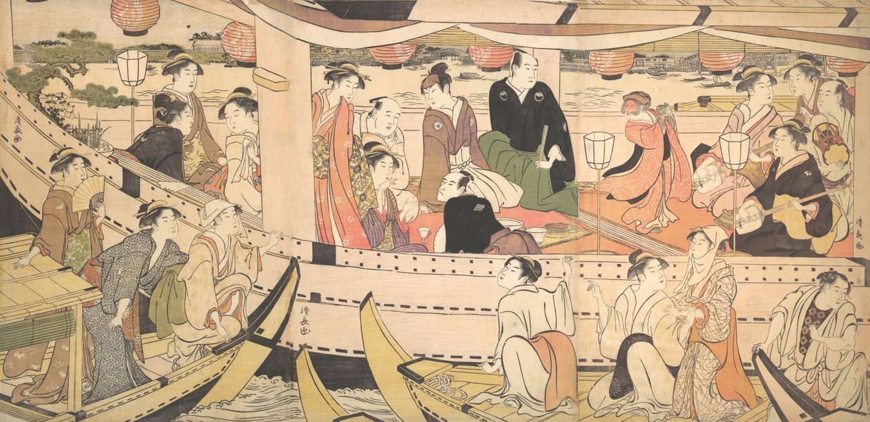 Lystbåd på Sumida-floden, ca. 1788-90. af Torii Kiyonaga