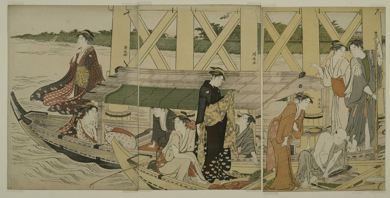 Lystbåde under Azuma Bridge, ca. 1784 af Torii Kiyonaga