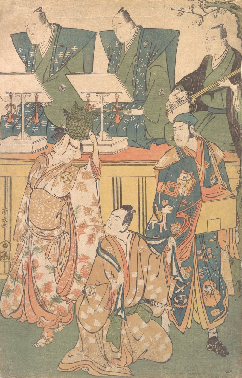 Scene fra et drama, ca. 1788. af Torii Kiyonaga