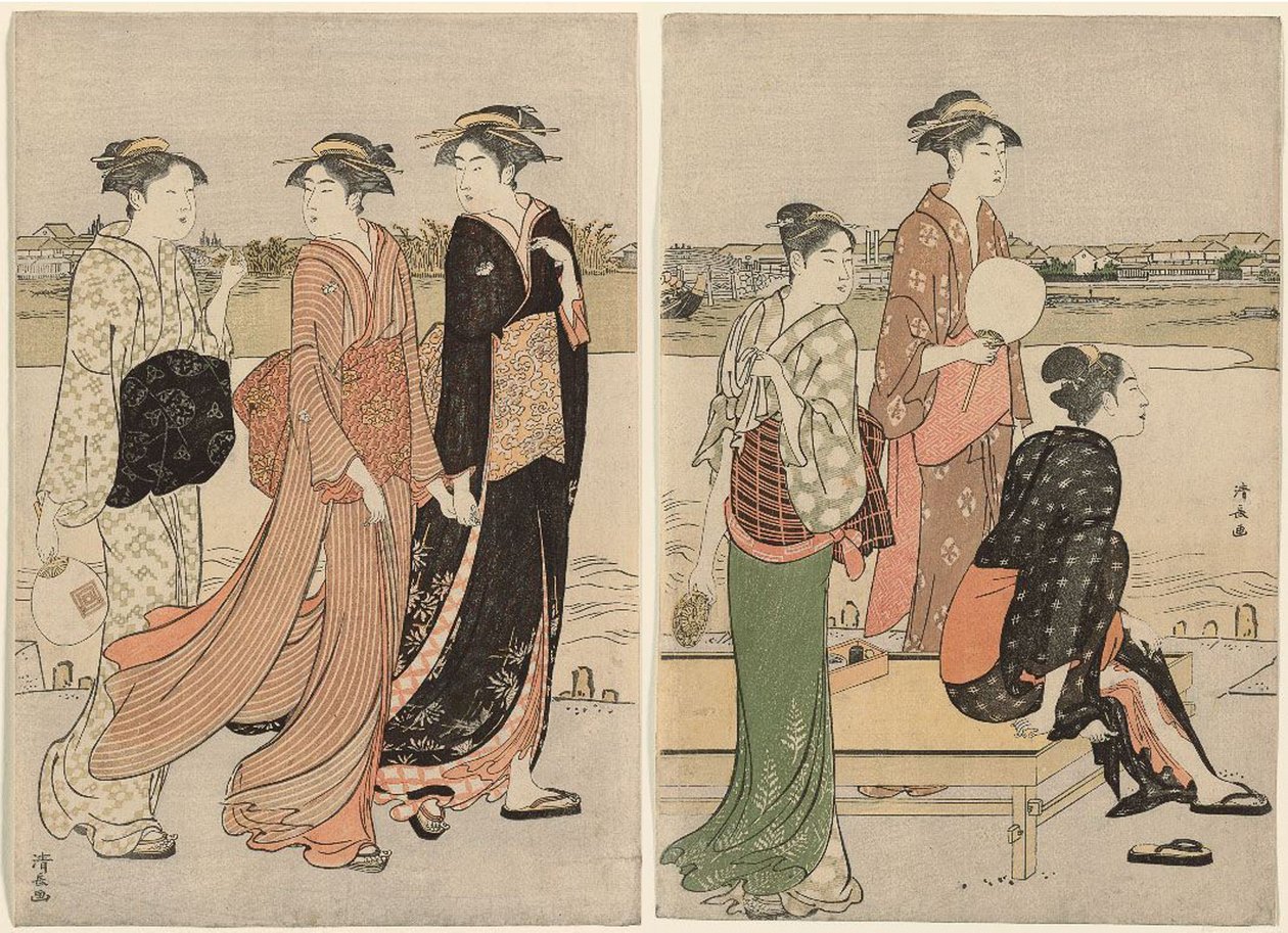 Sommertusmørke på bredden af Sumida-floden af Torii Kiyonaga