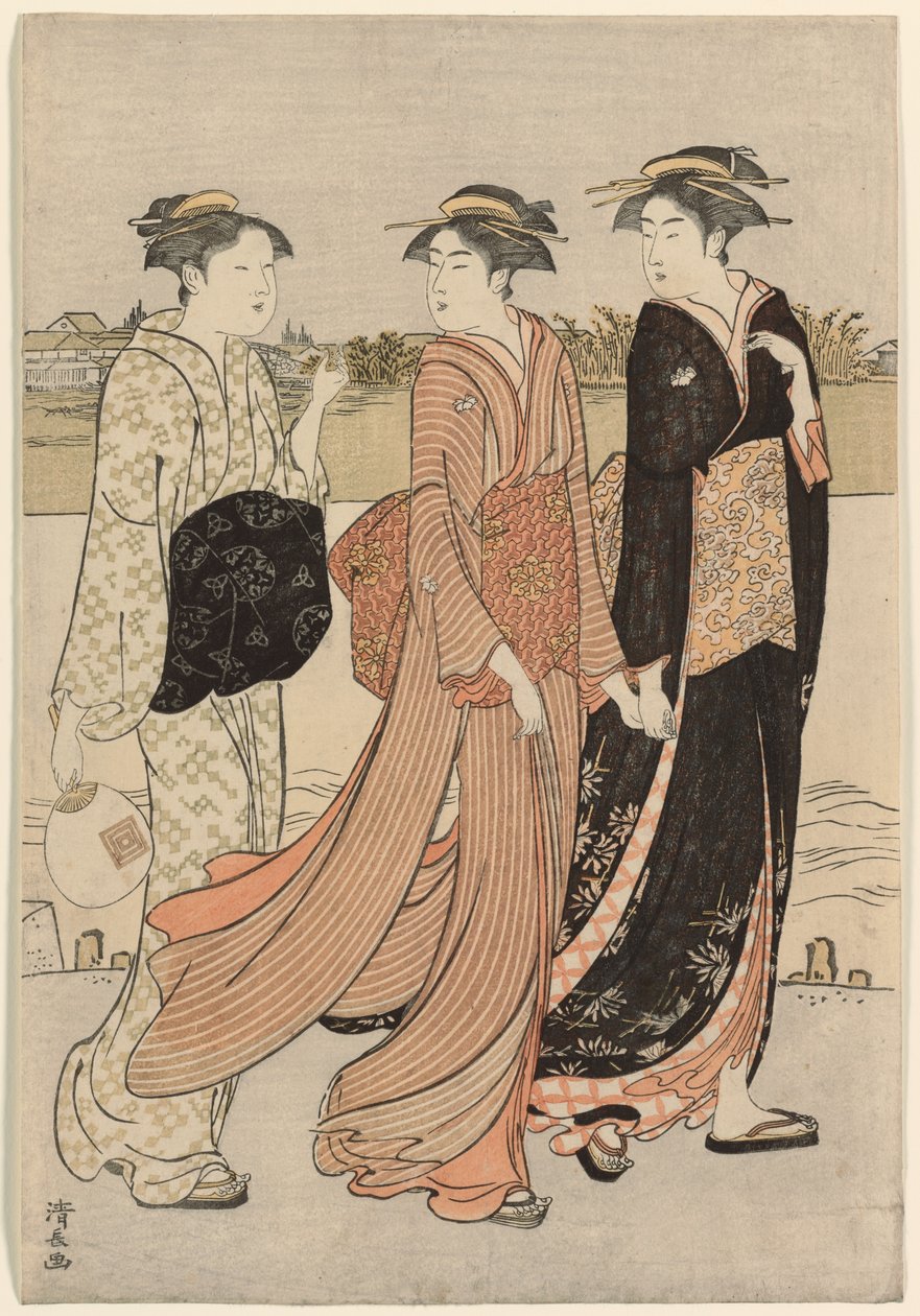 Sommertusmørke på bredden af Sumida-floden af Torii Kiyonaga