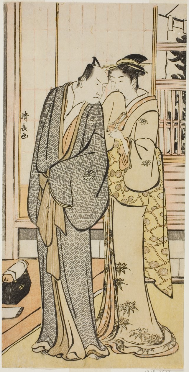 Skuespilleren Ichikawa Yaozo III med en geisha fra en unavngiven serie af print, der viser skuespillere i privatlivet af Torii Kiyonaga