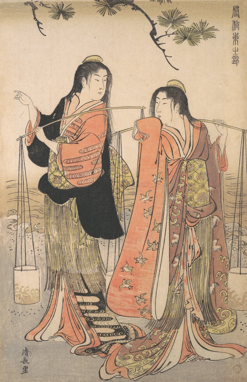 The Dance of the Beach Maidens fra serien Brocade of the East, ca. 1770. af Torii Kiyonaga