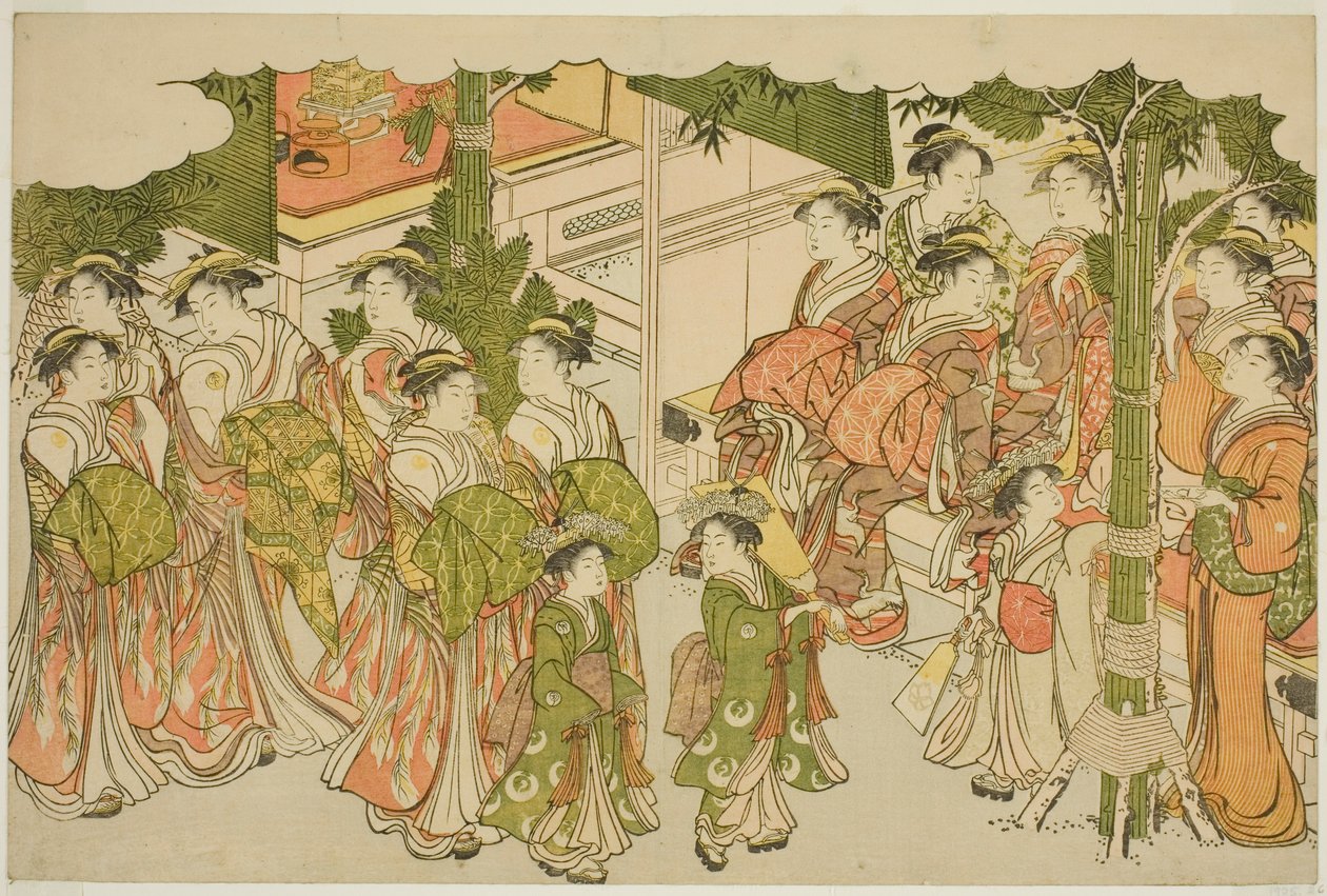De første beklædningsgenstande i det nye år (Kiso hajime), fra den illustrerede bog "Colors of the Triple Dawn (Saishiki mitsu no asa)" af Torii Kiyonaga