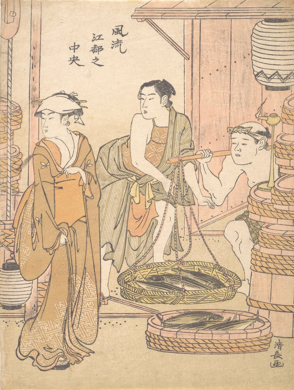 Fiskehandleren. af Torii Kiyonaga