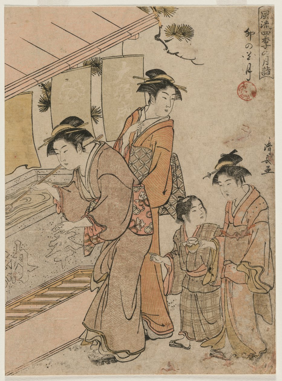 Den fjerde måned (fra serien Fashionable Monthly Visits to Temples in the Four Seasons) af Torii Kiyonaga