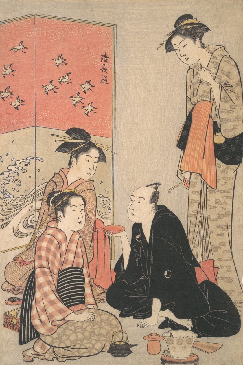 Kabuki-skuespilleren Sawamura Sojuro III og kurtisaner, ca. 1783-84. af Torii Kiyonaga