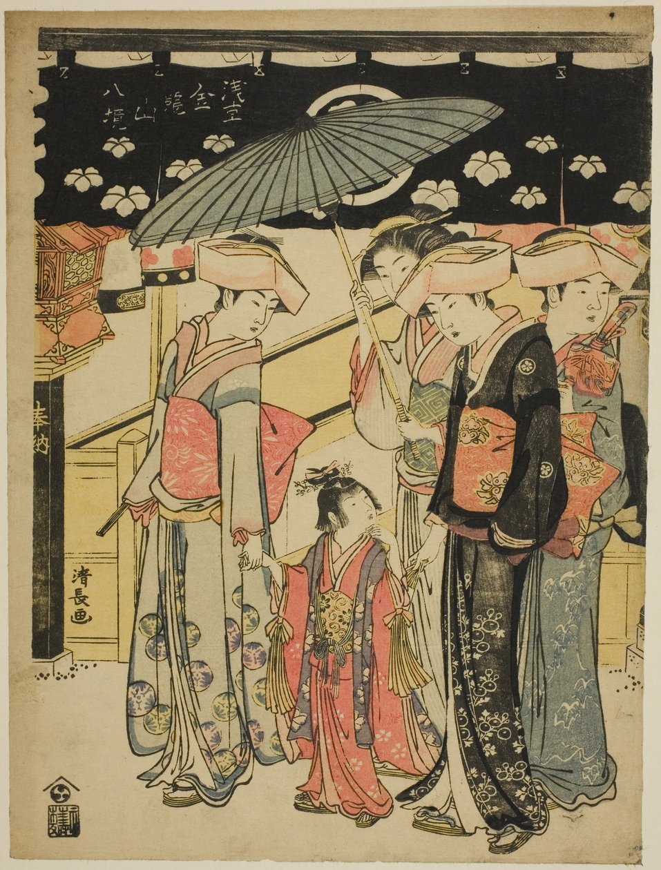 The Nakamise Shopping Street, fra serien "Eight Precincts of the Kinryuzan Temple in Asakusa (Asakusa Kinryuzan hakkei)" af Torii Kiyonaga