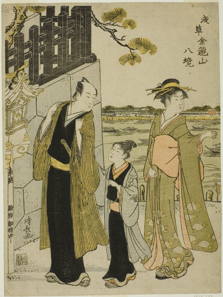 Udsigten fra Komagata Hall, fra serien "Eight Precincts of Kinryuzan Temple in Asakusa (Asakusa Kinruzan hakkei)" af Torii Kiyonaga