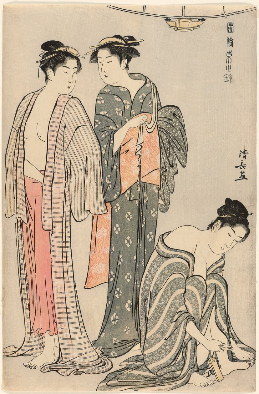 Three Women after a Bath, fra serien "A Brocade of Eastern Manners (Fuzoku Azuma no nishiki)" af Torii Kiyonaga