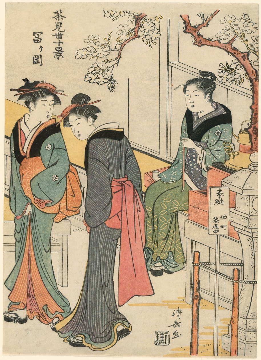 Tomigaoka, fra serien "Ten Scenes of Teahouses (Chamise jikkei)" af Torii Kiyonaga
