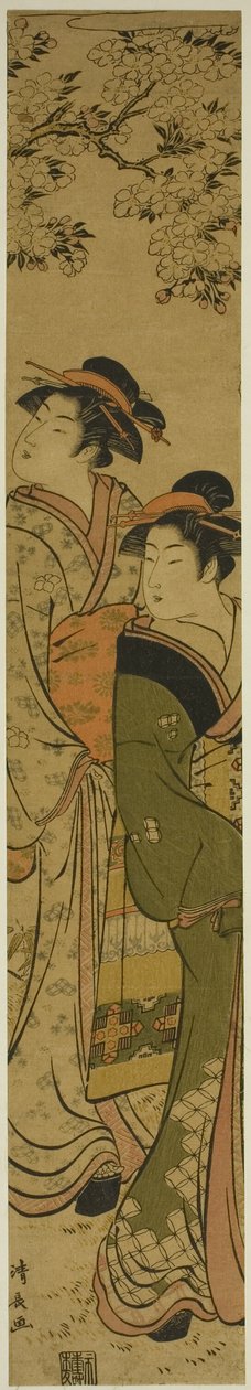 To geishaer, der går under et kirsebærtræ af Torii Kiyonaga