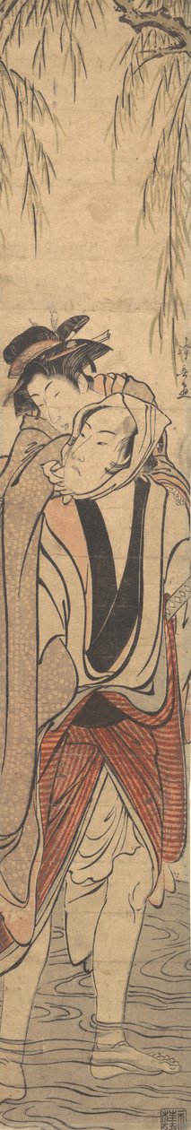 To elskende krydser en flod, slutningen af det 18. århundrede. af Torii Kiyonaga